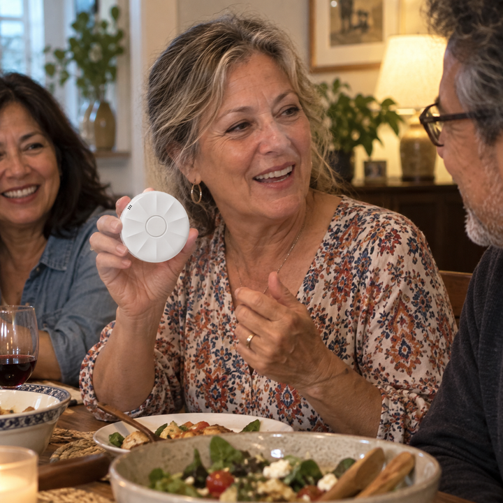 Customer holding a Voxira product