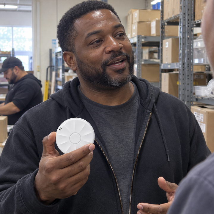 Customer holding a Voxira product